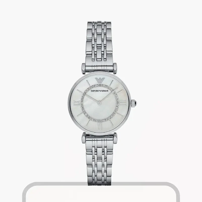 Emporio Armani Classic MOP Dial Silver-tone Ladies Watch- AR1908